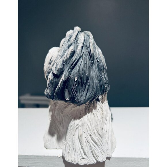 Sandicast Shih Tzu Dog Figurine – Life Size Gray & White Resin Sculpture - Picture 4 of 8